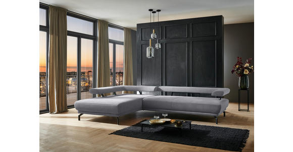 ECKSOFA in Chenille Grau 224/305 cm - Schwarz/Grau, Design, Textil/Metall (224/305cm) - Dieter Knoll