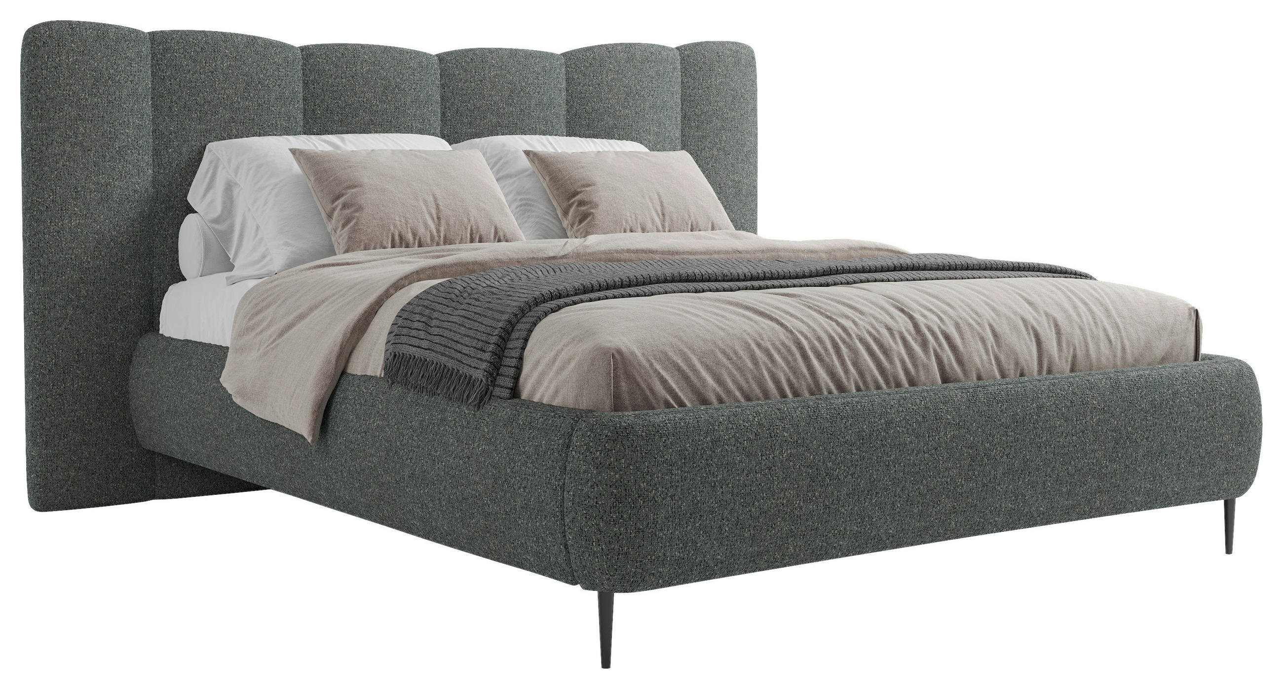 STOPPAD SÄNG 160/200 cm  i antracit  - antracit, Modern, metall/trämaterial (160/200cm) - MID.YOU