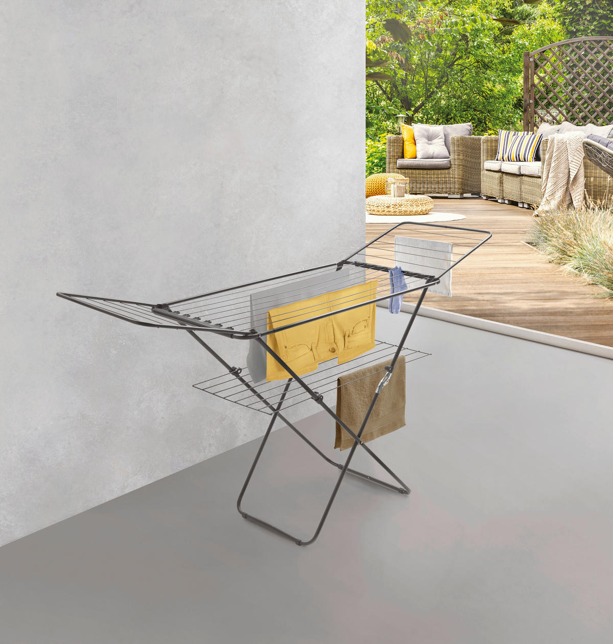 WÄSCHETROCKNER Panarea Onyx  - Schwarz, Basics, Metall (180/100/55cm) - Metaltex