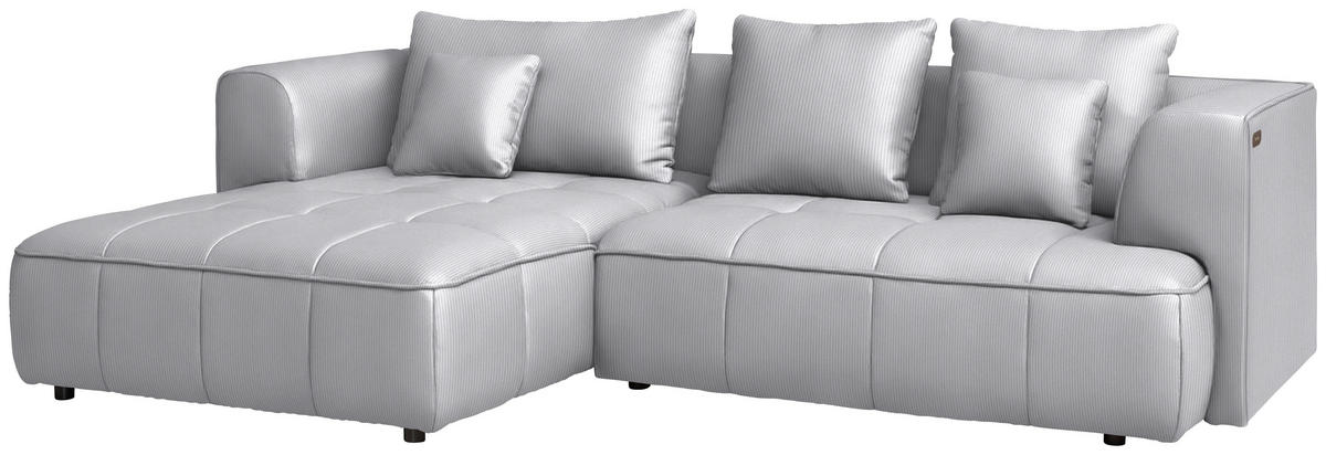 ECKSOFA  in Feincord Hellgrau  188/288 cm  - Hellgrau/Schwarz, Design, Kunststoff/Textil (188/288cm) - Welnova