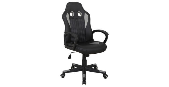 GAMINGSTUHL in Lederlook, Netzbespannung Schwarz, Hellgrau - Hellgrau/Schwarz, MODERN, Kunststoff/Textil (56/104-113/64cm) - Carryhome