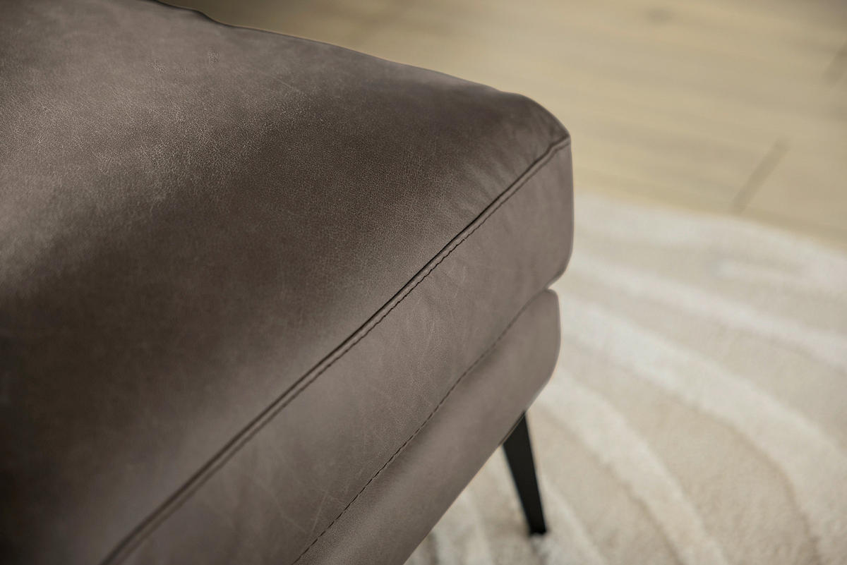HOCKER Leder Fango  - Fango/Schwarz, Design, Leder/Metall (163/46/62cm) - Livetastic