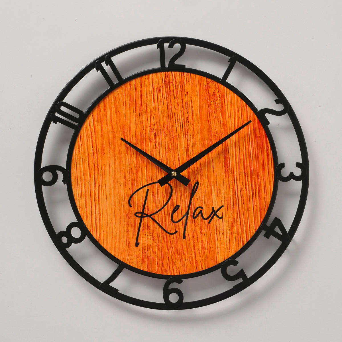 WANDUHR 40 cm   - Schwarz/Naturfarben, Trend, Metall (40cm)