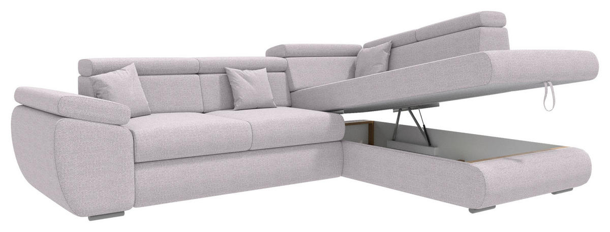 ECKSOFA Hellgrau Struktur  - Chromfarben/Hellgrau, KONVENTIONELL, Kunststoff/Textil (282/205cm) - Carryhome