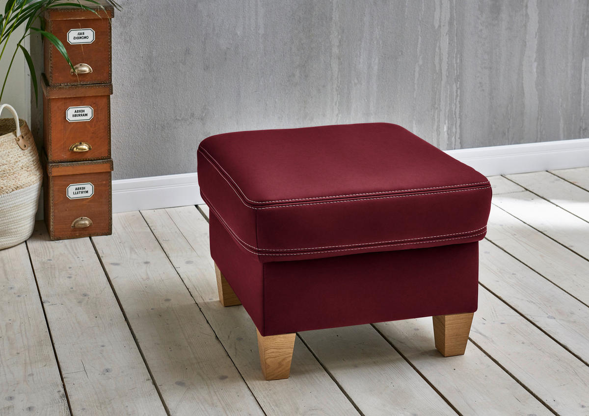 ECKSOFA Echtleder Bordeaux  - Eichefarben/Bordeaux, Konventionell, Leder/Holzwerkstoff (274/235cm) - Beldomo Premium