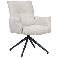 ARMLEHNSTUHL  Sitzfläche 360° drehbar, inklusive Armlehnen, automatische Rückholfunktion Webstoff  - Beige/Schwarz, Design, Textil/Metall (65/91/65cm) - Novel