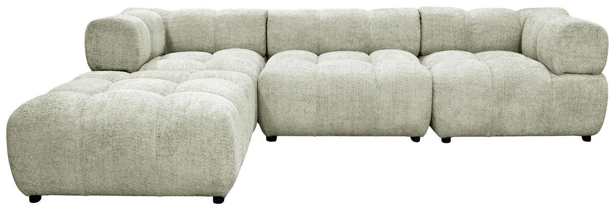 ECKSOFA ZAK in Bouclé Beige  280/186 cm  - Beige/Schwarz, Design, Kunststoff/Textil (280/186cm) - MID.YOU