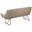 SITZBANK 201,5/87/67,5 cm Echtleder Schwarz, Taupe  - Taupe/Schwarz, Design, Leder/Metall (201,5/87/67,5cm) - Dieter Knoll