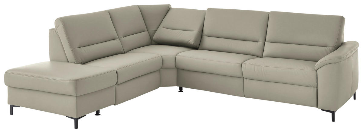 ECKSOFA  in Echtleder Grau  249/290 cm  - Schwarz/Grau, KONVENTIONELL, Leder/Metall (249/290cm) - Beldomo Premium