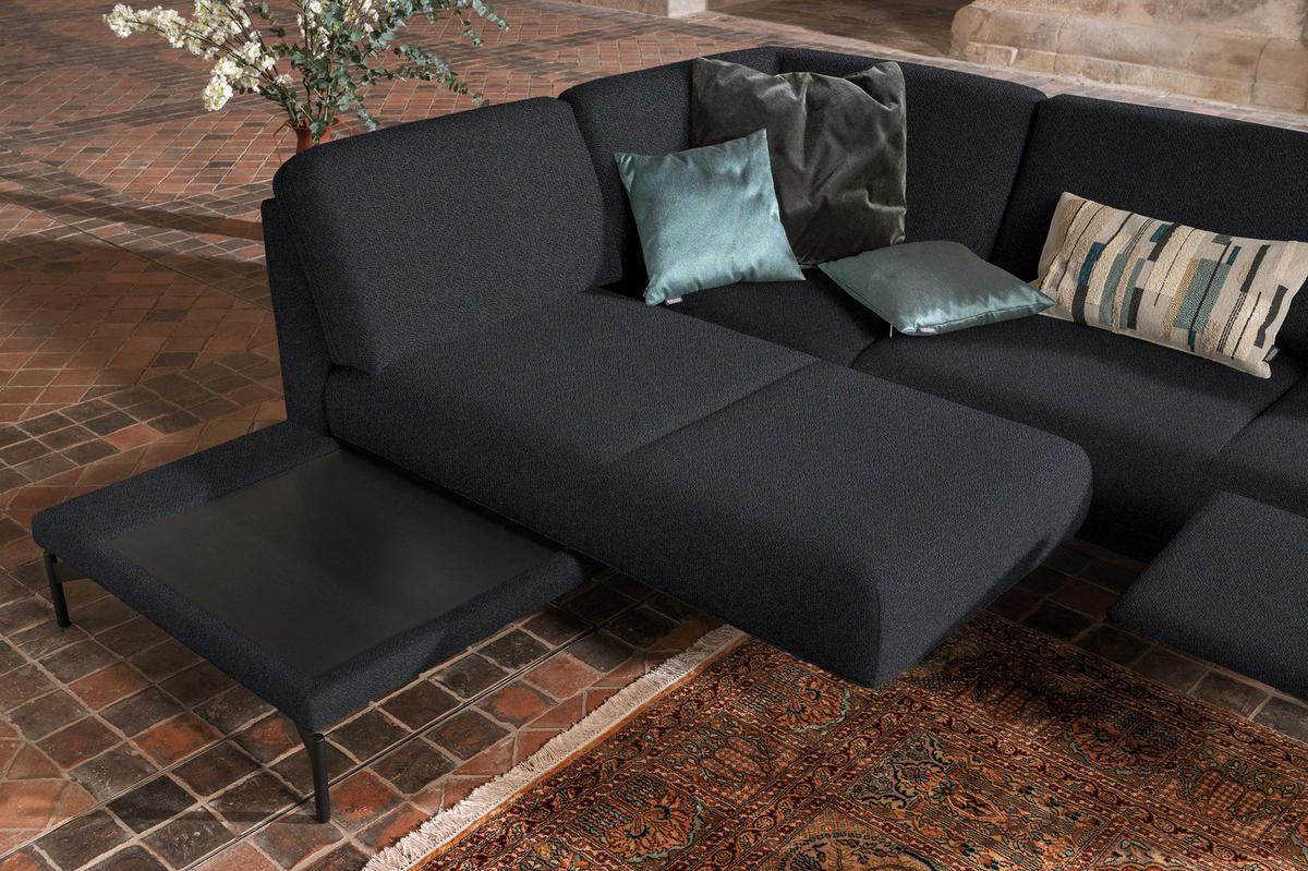 ECKSOFA in Flachgewebe Pflaume  - Pflaume/Anthrazit, Design, Textil/Metall (230/254cm) - Johann Jakob