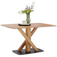 ESSTISCH Eiche massiv oval Schwarz, Eichefarben  - Eichefarben/Schwarz, Design, Holz/Metall (140/90/76cm) - Novel