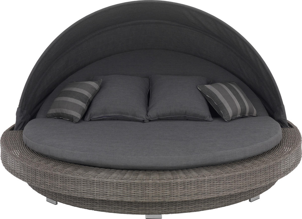 GARTENMUSCHEL 218/127/218 cm  - Grau, ROMANTIK / LANDHAUS, Kunststoff/Textil (218/127/218cm) - Amatio