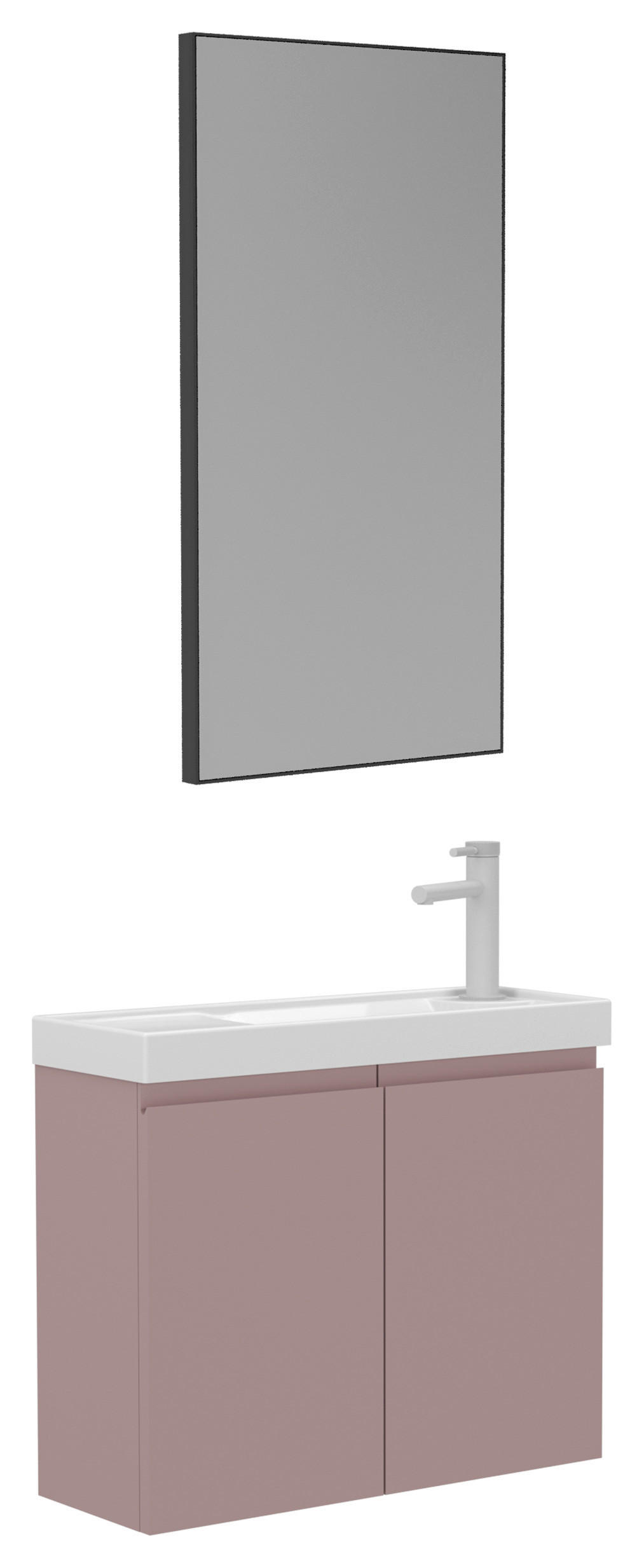 BADEZIMMER 3-teilig  in  - Weiß Hochglanz/Rosa, MODERN, Keramik/Holzwerkstoff (60/140/22cm) - MID.YOU