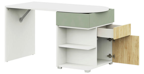 JUGENDSCHREIBTISCH 140/60/72,5 cm - Salbeigrün/Weiß, KONVENTIONELL, Holzwerkstoff (140/60/72,5cm) - Cantus