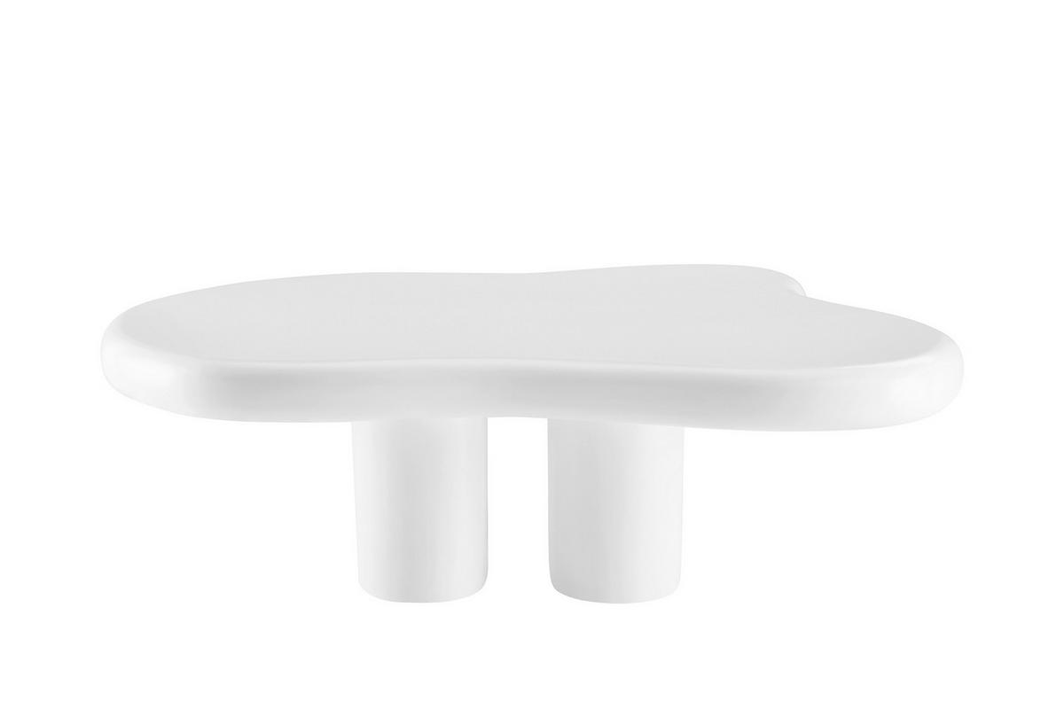 COUCHTISCH 123/89/35 cm Freiform Weiß  - Weiß, Design, Kunststoff (123/89/35cm) - Livetastic