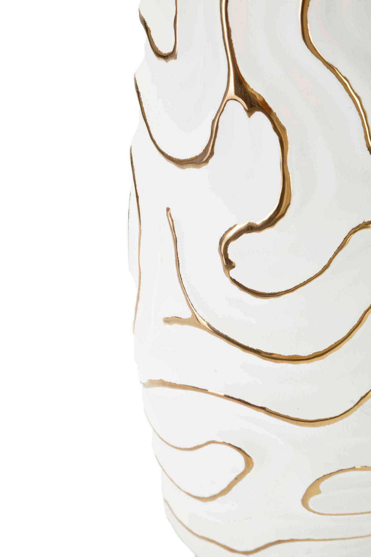 VASE  - Goldfarben/Weiß, Basics, Keramik (14.5/39.5/14.5cm)