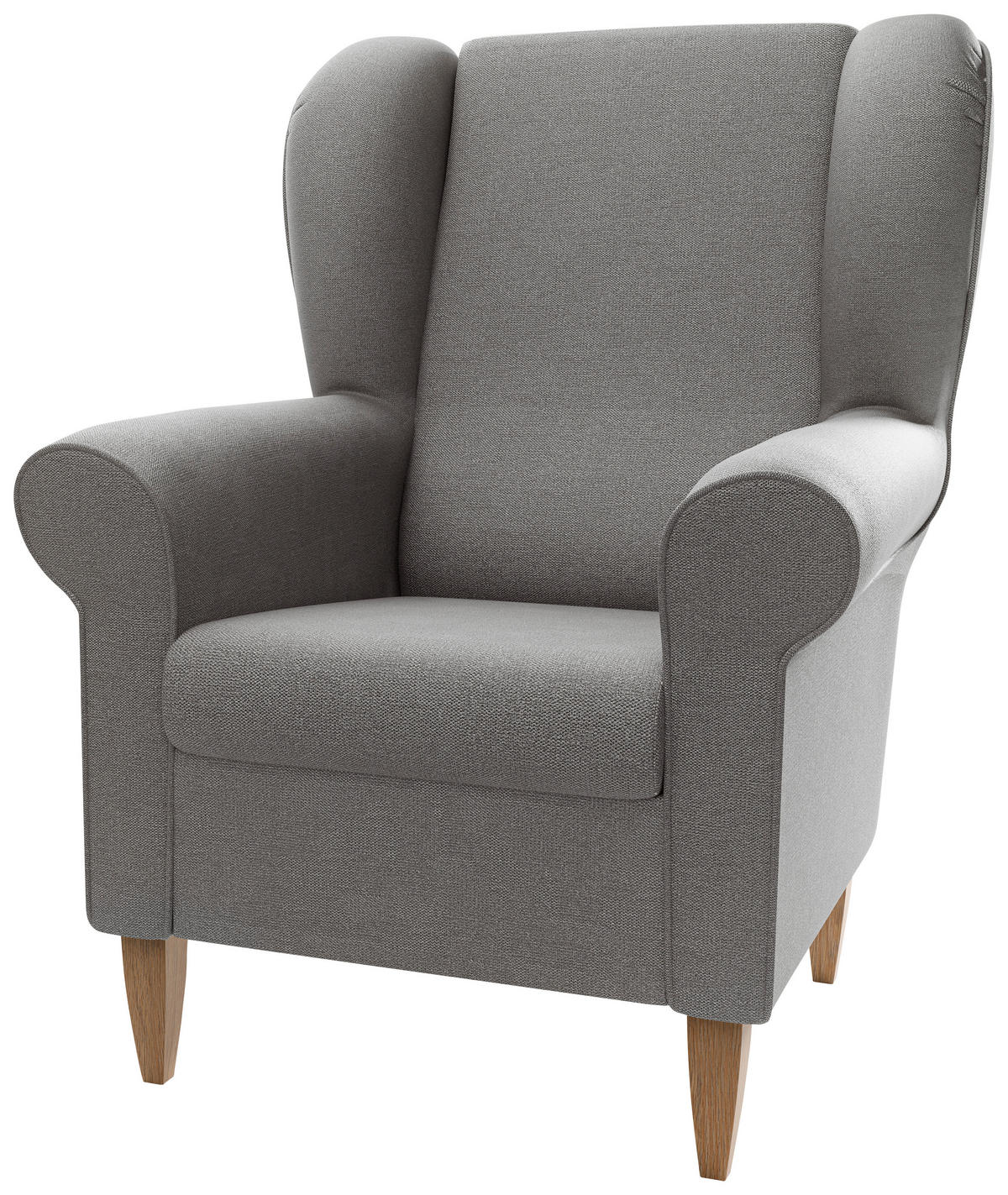 OHRENSESSEL ASINO Struktur Grau  - Naturfarben/Grau, KONVENTIONELL, Holz/Textil (80/102/86cm) - Livetastic
