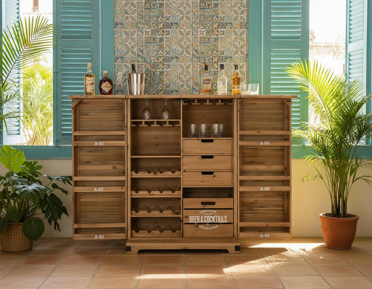 BARSCHRANK Tanne massiv Naturfarben  - Schwarz/Naturfarben, LIFESTYLE, Holz/Metall (90/123/50cm) - Landscape