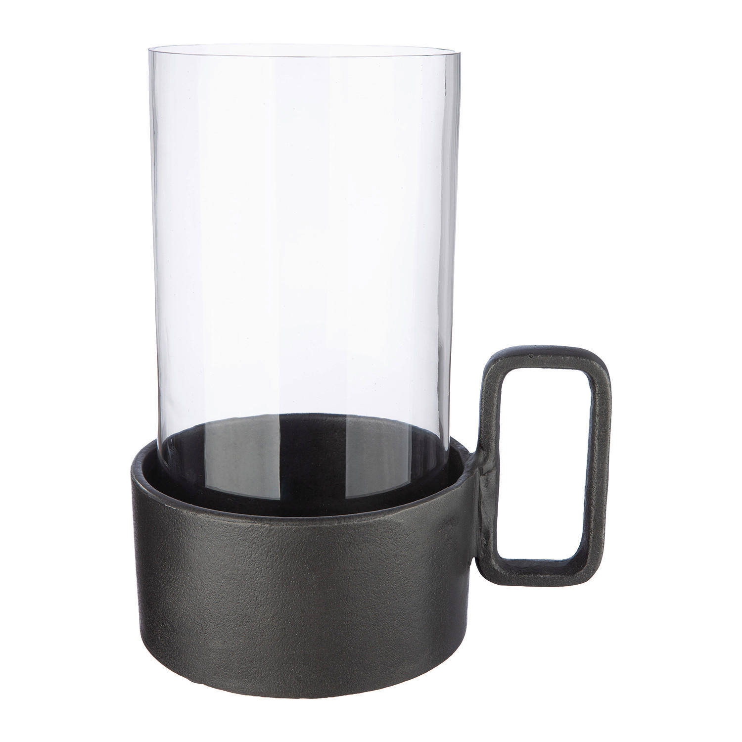 WINDLICHT Dunkelgrau 13/22 cm  - Dunkelgrau, Basics, Glas/Metall (13/22cm)