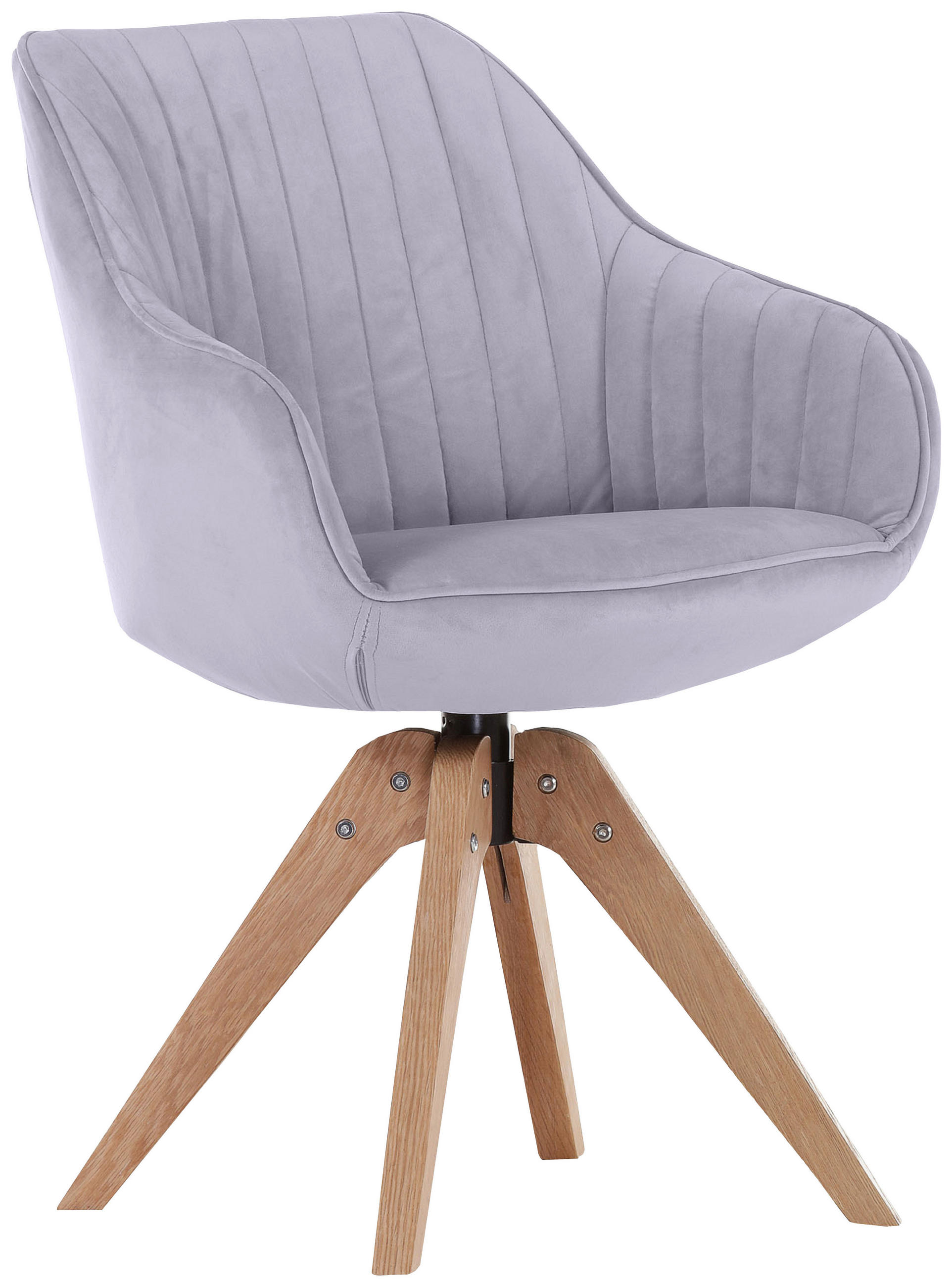 STOLIČKA S PODRÚČKAMI, velúr, svetlosivá - prírodná farba/svetlosivá, Design, drevo/textil (60/83/65cm) - Hom`in