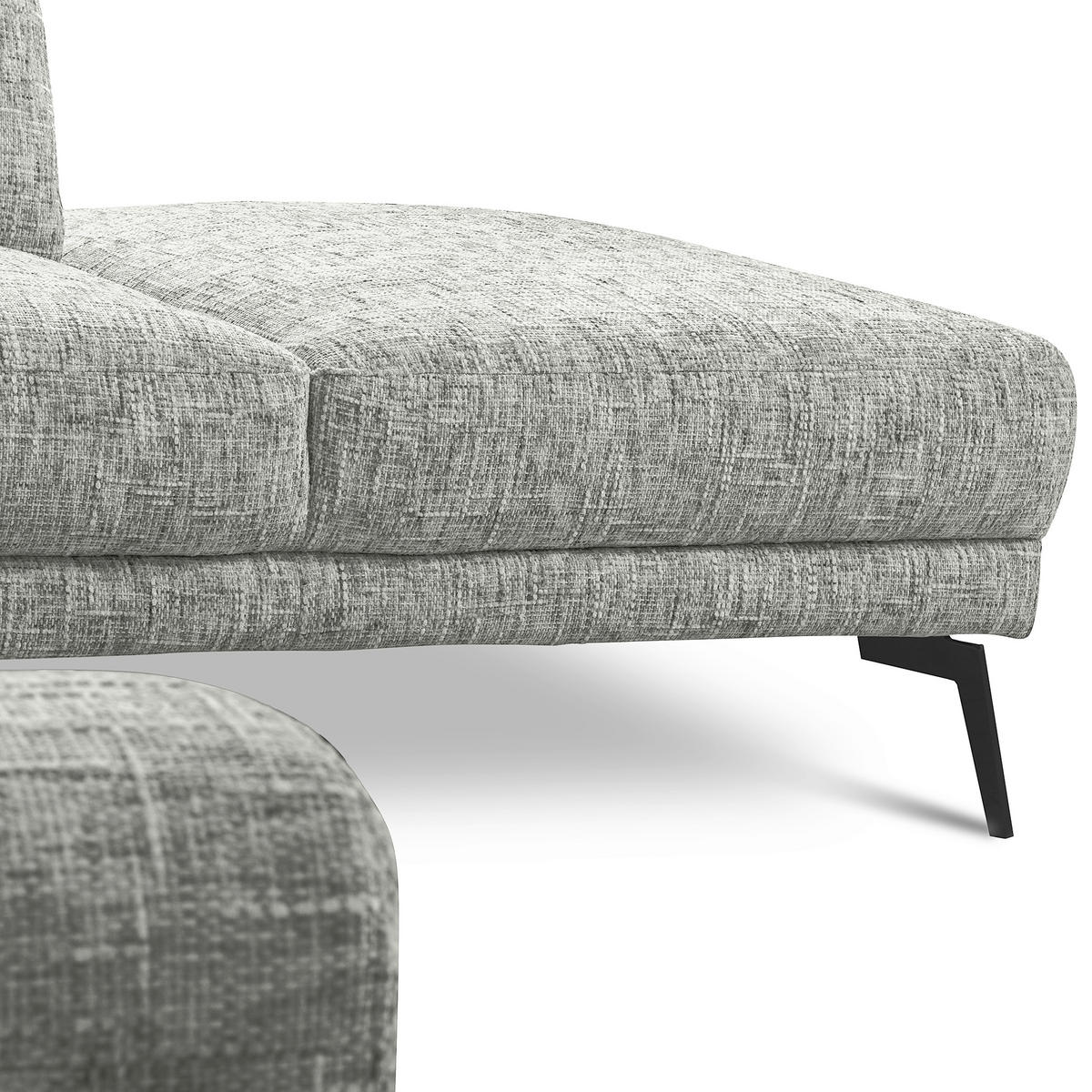 ECKSOFA SPRING Grau Webstoff Zierkissen  - Schwarz/Grau, Design, Textil/Metall (273/250cm) - Livetastic