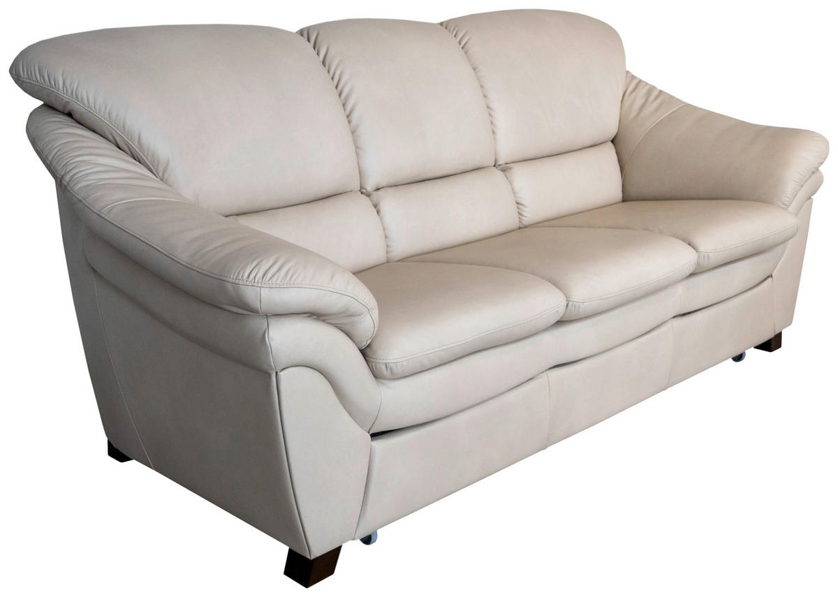 HÁROMÜLÉSES KANAPÉ bőr ekrü  - diófa színű/ekrü, bőr/fa (202/96/102cm) - Andante