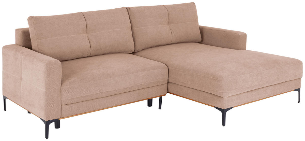 ECKSOFA in Rosa  - Schwarz/Rosa, Modern, Textil/Metall (238/162cm) - Ondega