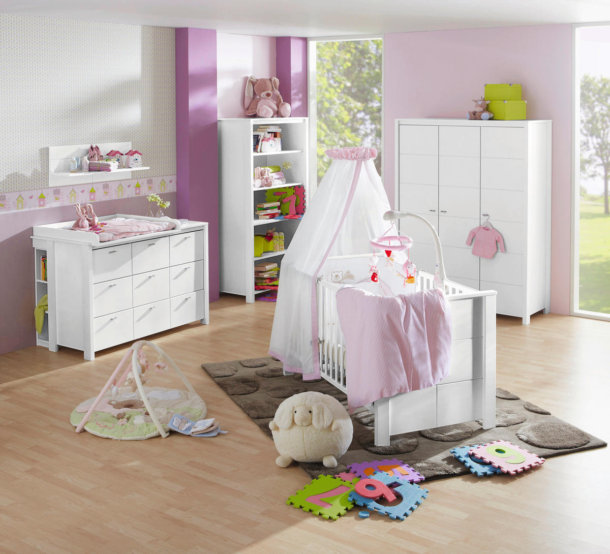 BABYKLEIDERSCHRANK Julija Weiß  - Alufarben/Weiß, Trend, Holzwerkstoff/Metall (135/188/55cm) - My Baby Lou