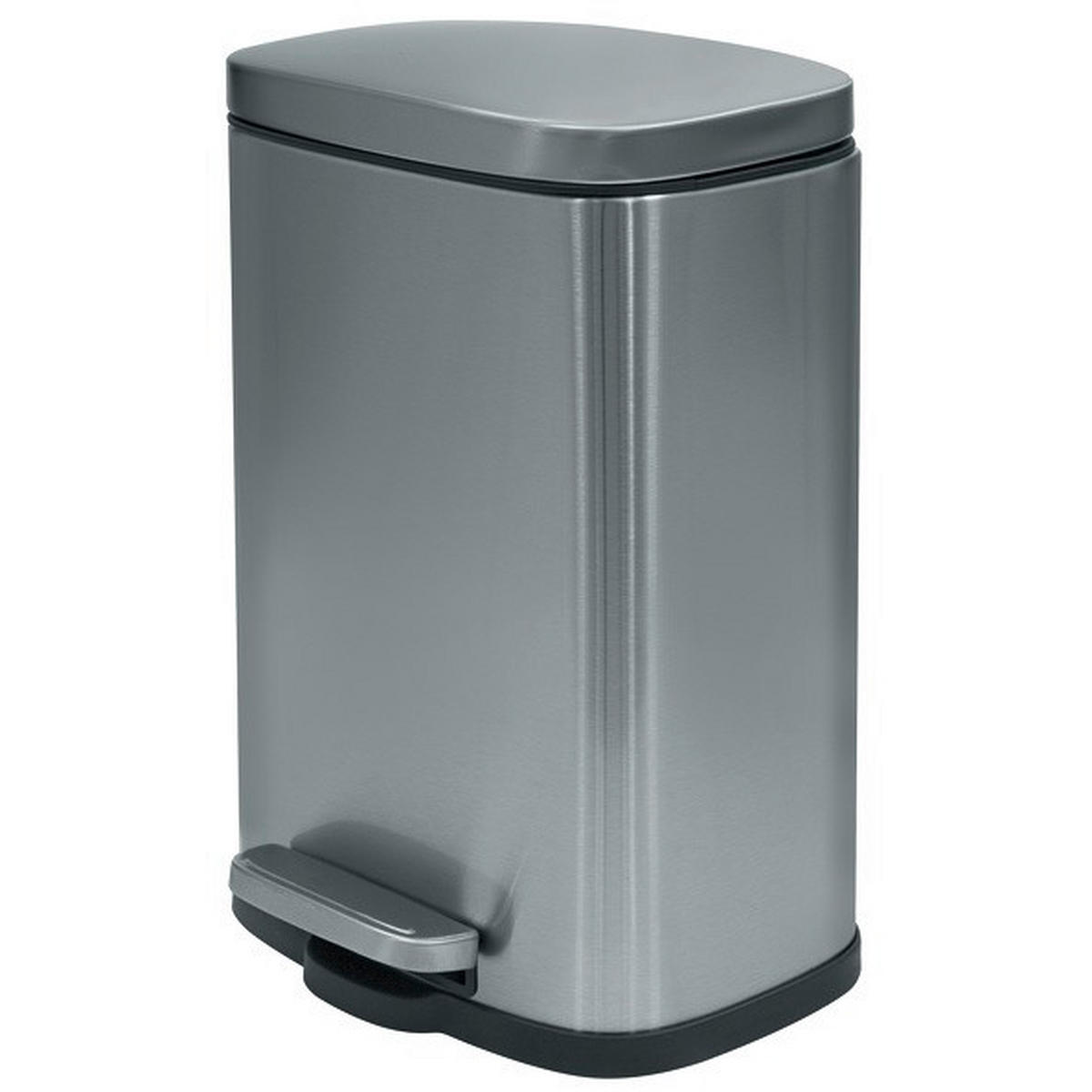 TRETEIMER AKIRA 5 L  - Silberfarben/Schwarz, Basics, Kunststoff/Metall (21,4/17,6/30cm) - Spirella