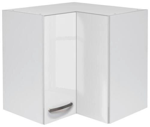 ECKOBERSCHRANK 60/54,8/32 cm in Weiß, Weiß Hochglanz - Edelstahlfarben/Weiß Hochglanz, MODERN, Holzwerkstoff/Metall (60/54,8/32cm) - FlexWell