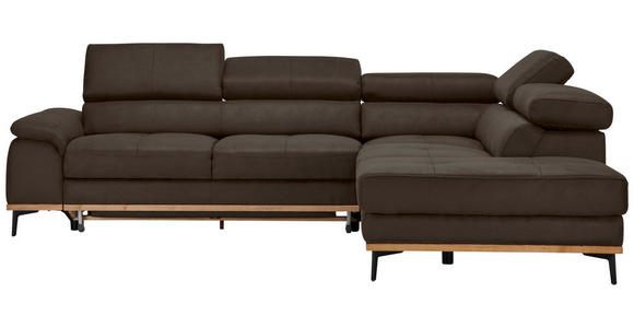 ECKSOFA in Lederlook Anthrazit  282/226 cm  - Anthrazit/Schwarz, Natur, Holz/Textil (282/226cm) - Novel