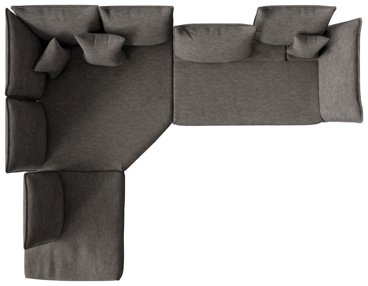 ECKSOFA  in Chenille, Flachgewebe Dunkelbraun  272/340 cm  - Dunkelbraun/Schwarz, MODERN, Textil/Metall (272/340cm) - W.Schillig