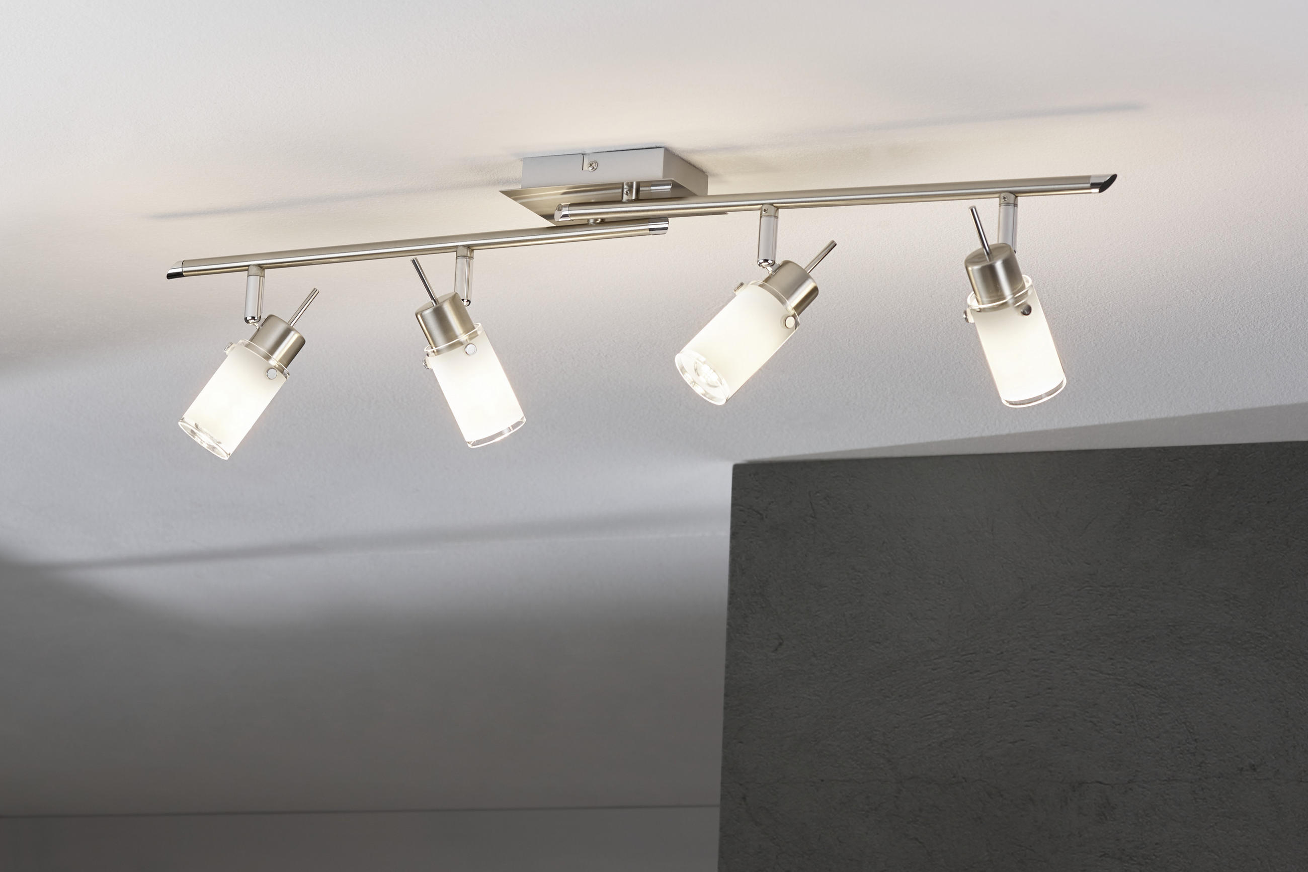 LED-STRAHLER 82/24/19 cm   - Weiß/Nickelfarben, KONVENTIONELL, Glas/Metall (82/24/19cm) - Novel