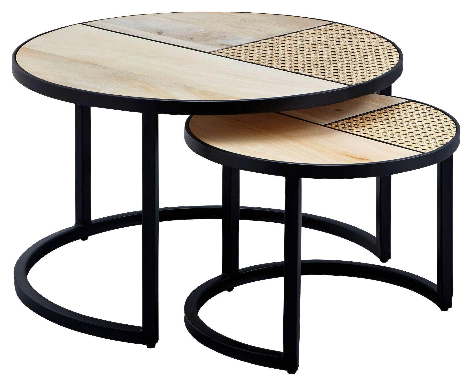 COUCHTISCHSET in Holz 60/60/37 cm  - Schwarz/Braun, MODERN, Holz/Metall (60/60/37cm) - MID.YOU