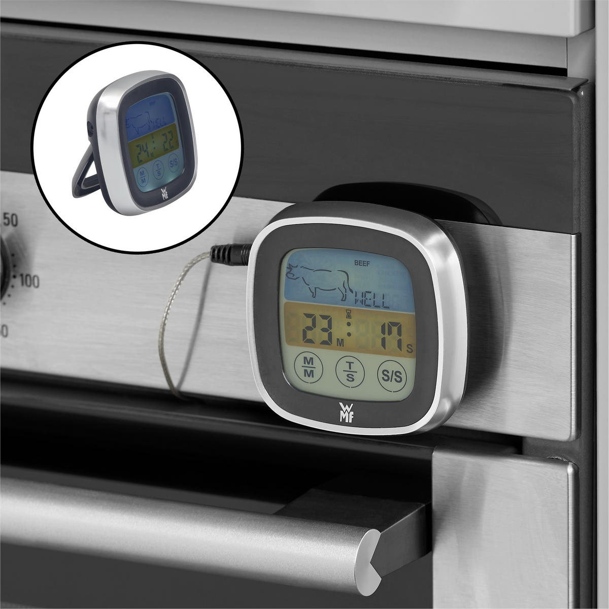 BRATENTHERMOMETER  - Edelstahlfarben/Schwarz, Design, Kunststoff/Metall (19/8,5/4cm) - WMF