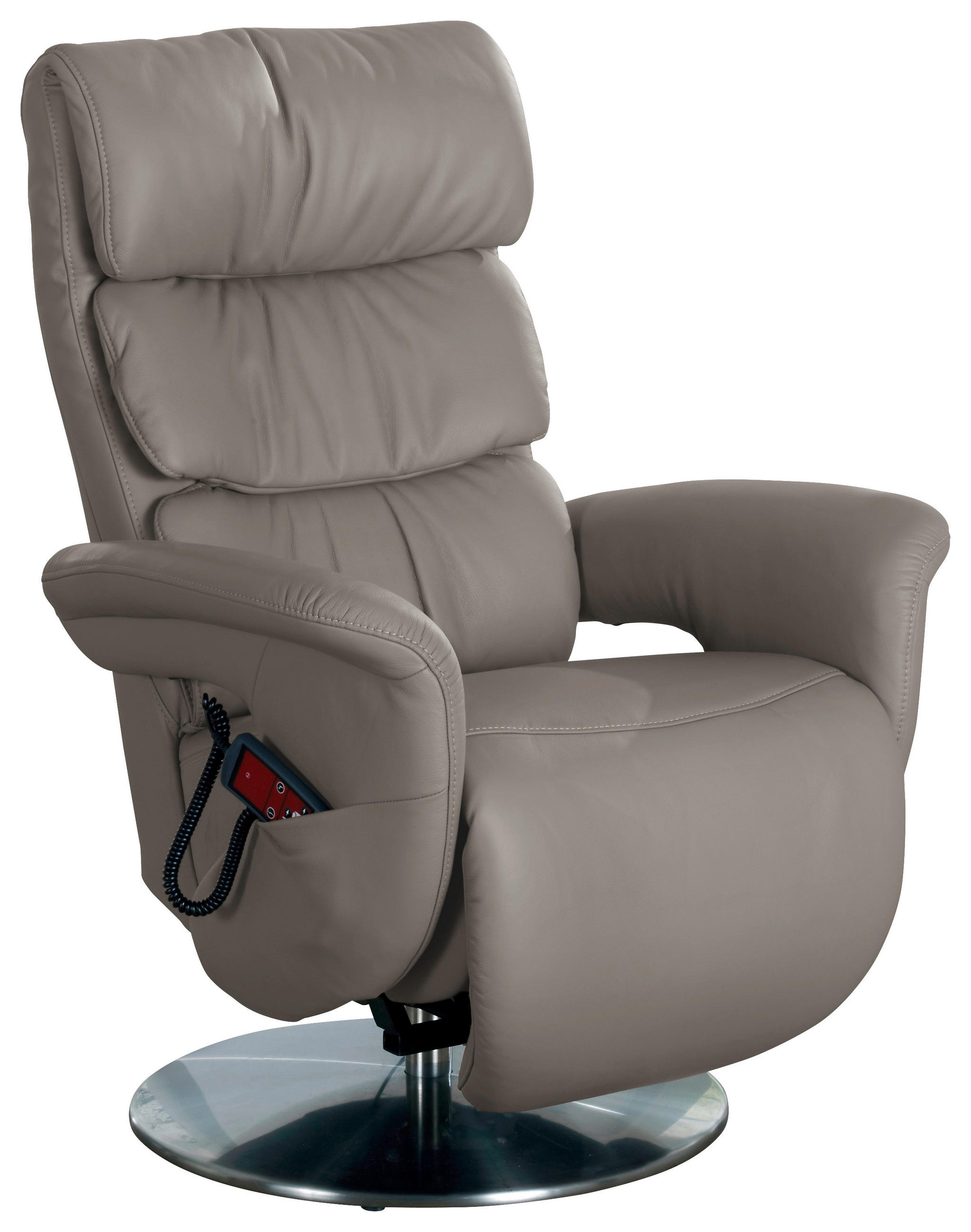 RELAXSESSEL in Leder Grau  - Edelstahlfarben/Grau, KONVENTIONELL, Leder (84/118/96cm) - Himolla