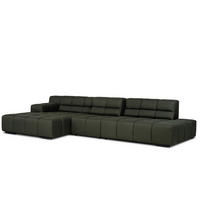 ECKSOFA  Flachgewebe Olivgrün  - Schwarz/Olivgrün, Konventionell, Textil/Metall (356/169cm) - Designwerk
