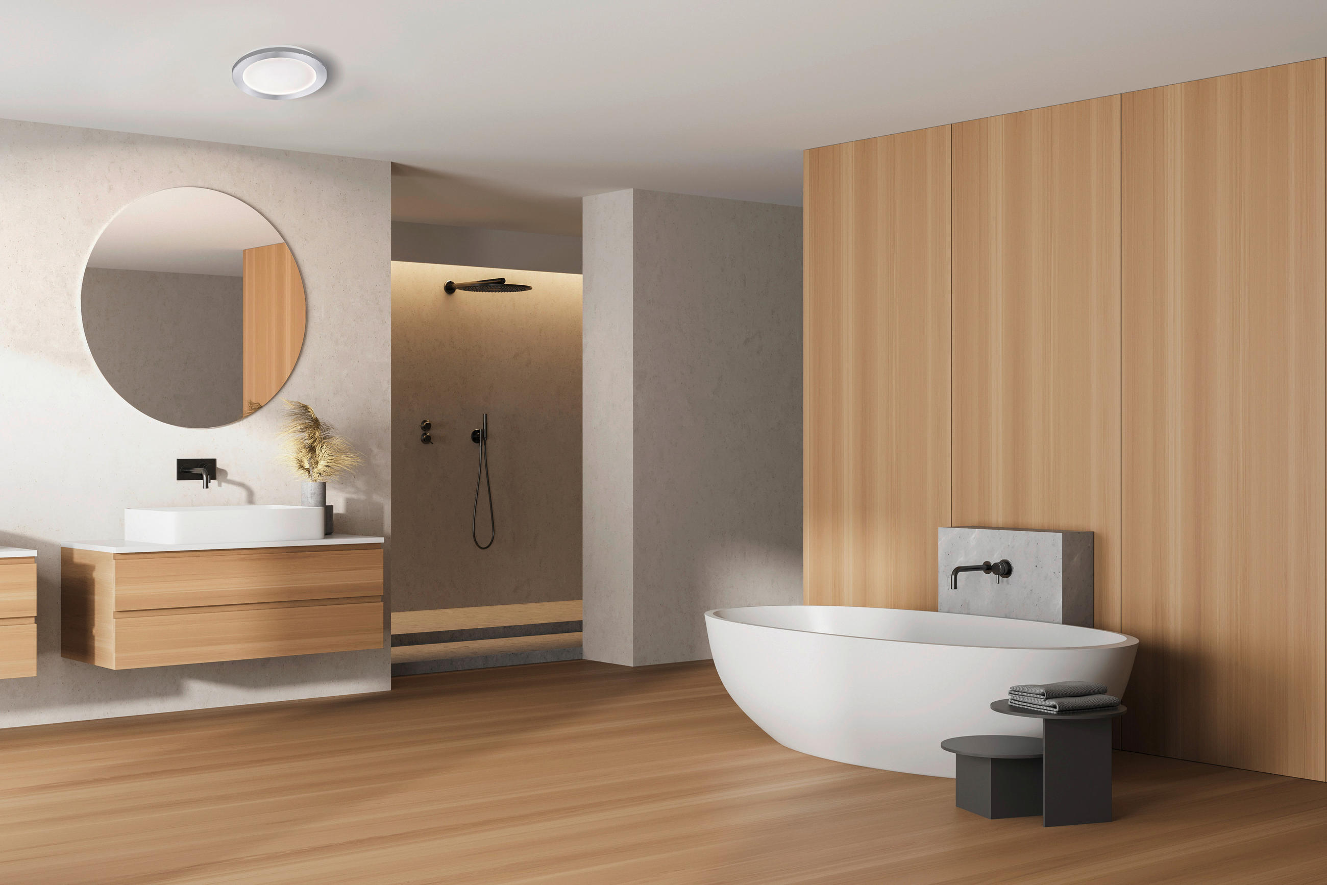 LED-DECKENLEUCHTE Gotland 17 cm  - Chromfarben/Weiß, Basics, Glas/Kunststoff (17cm) - Fischer & Honsel