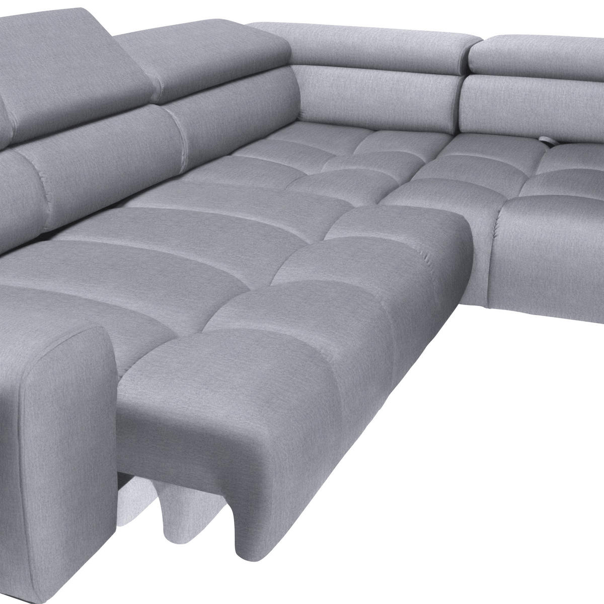 ECKSOFA in Samt, Webstoff Hellgrau  - Hellgrau/Schwarz, Design, Textil/Metall (300/216cm) - Welnova