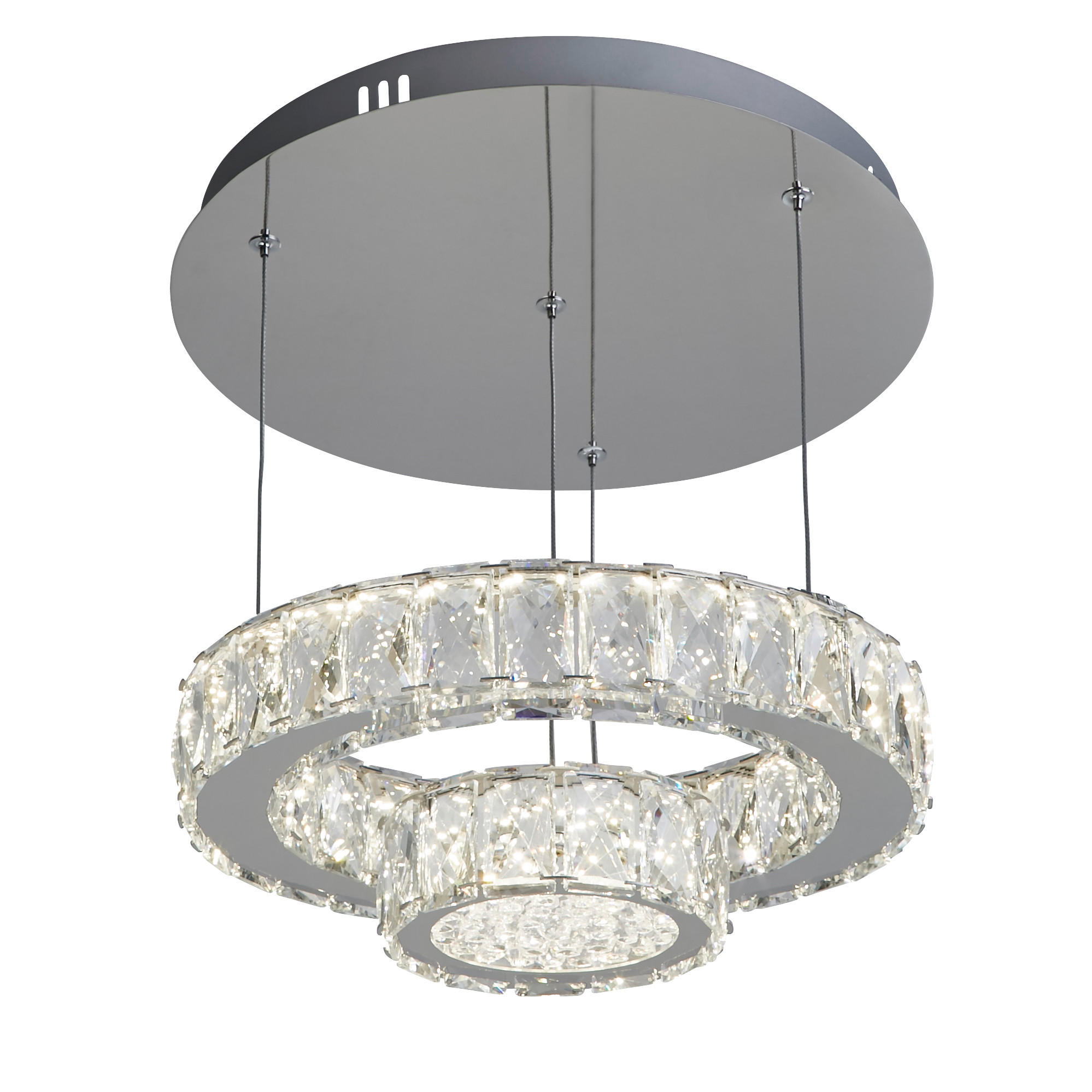Searchlight Kristall-Hängeleuchte Clover Silber, Chrom 70 cm