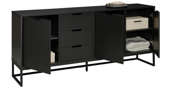 SIDEBOARD in 180/79/40 cm - Anthrazit/Schwarz, Design, Holzwerkstoff/Metall (180/79/40cm) - Novel