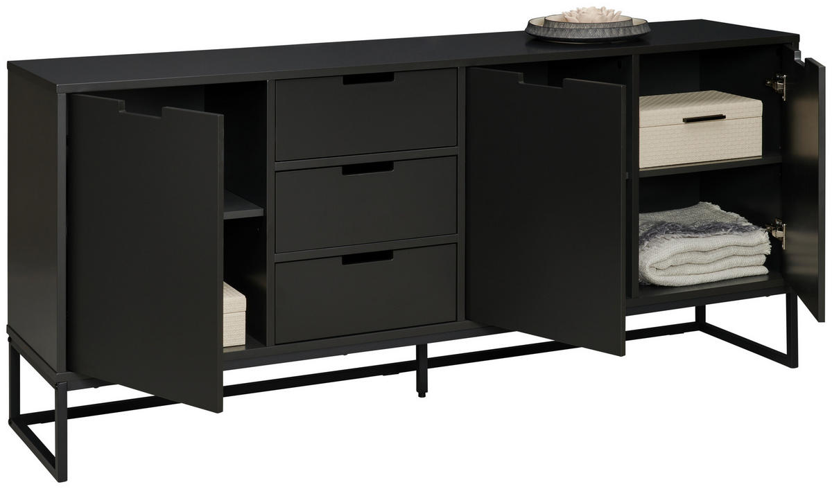 SIDEBOARD 180/79/40 cm  in Anthrazit, Schwarz  - Anthrazit/Schwarz, Design, Holzwerkstoff/Metall (180/79/40cm) - Novel
