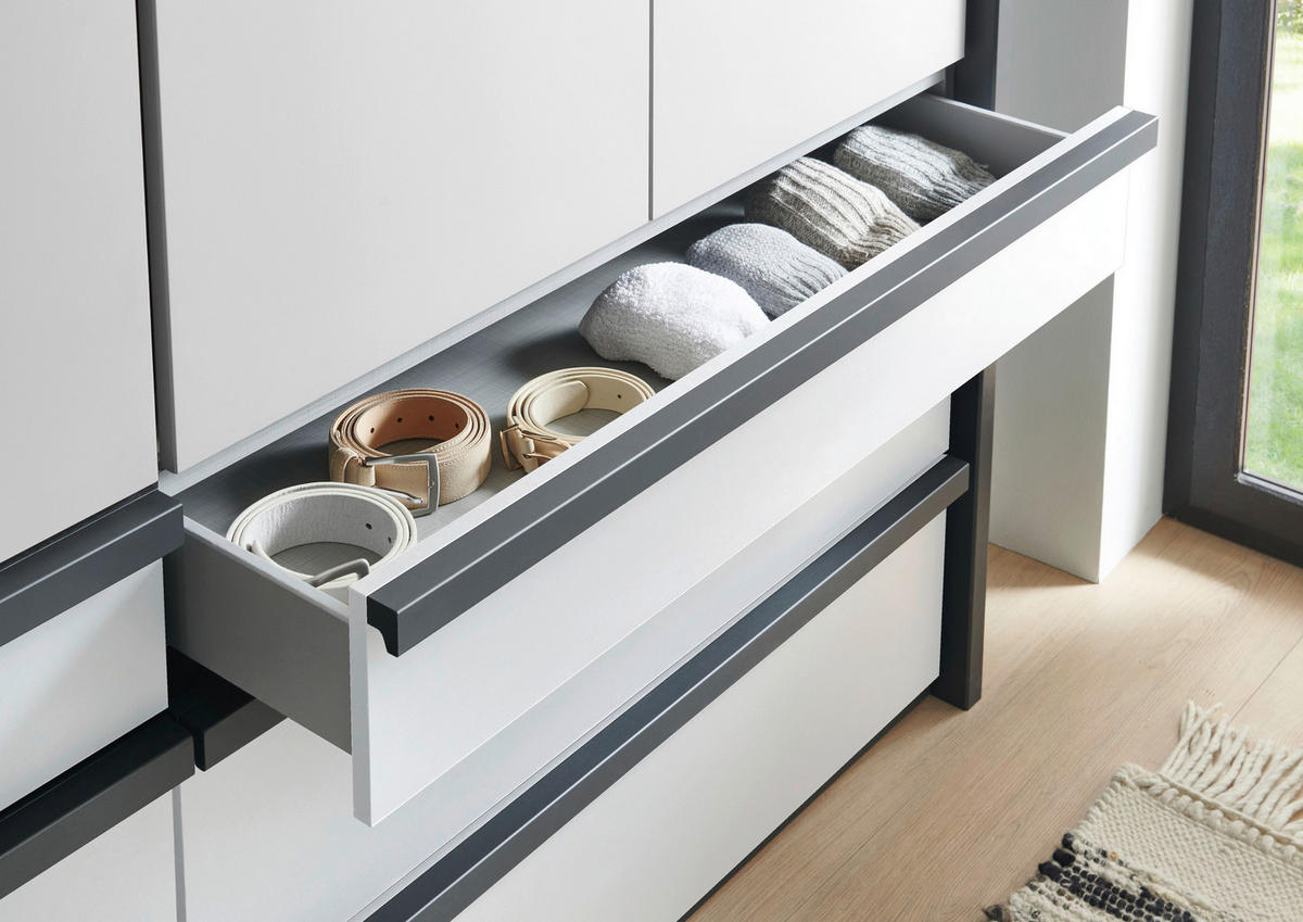 FALTTÜRENSCHRANK 200/216/58 cm 4-türig Weiß  - Schwarz/Weiß, Design, Holzwerkstoff (200/216/58cm) - Boxxx