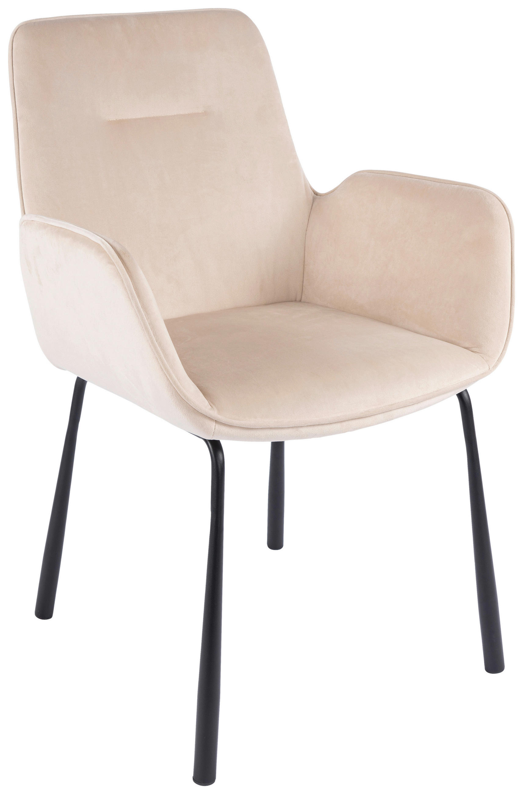 ARMLEHNSTUHL  in Samt  - Creme/Schwarz, MODERN, Textil/Metall (57/87/58,5cm) - Kayoom