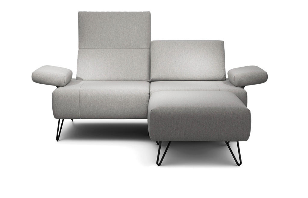 2-SITZER-SOFA Chenille Hellgrau  - Hellgrau/Schwarz, Design, Textil/Metall (164-194/85/86-94cm) - SENSOO