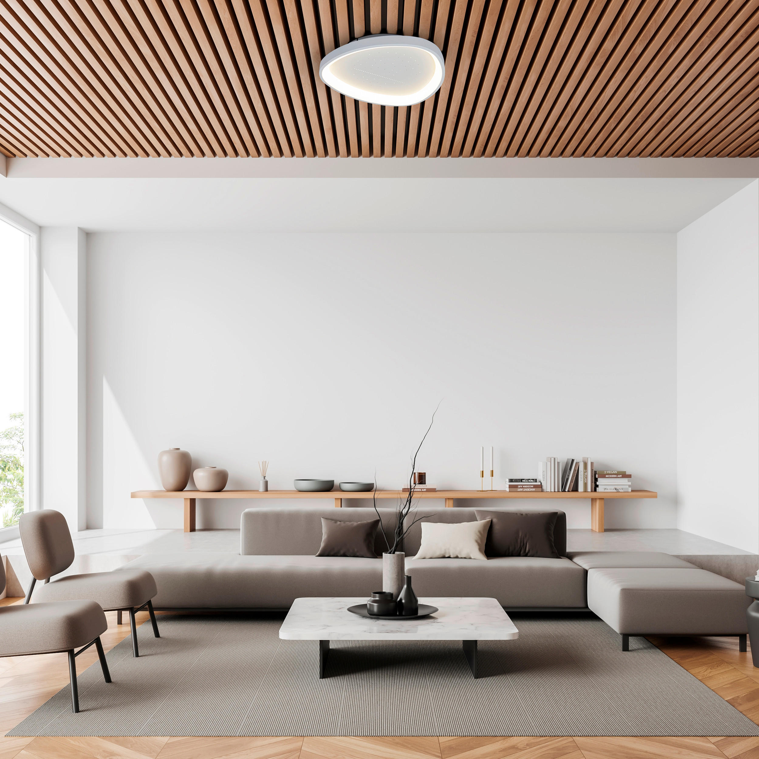 LED-DECKENLEUCHTE Deckenleuchte ARGESA 42/42/7 cm   - Weiß, KONVENTIONELL, Kunststoff/Metall (42/42/7cm) - Näve