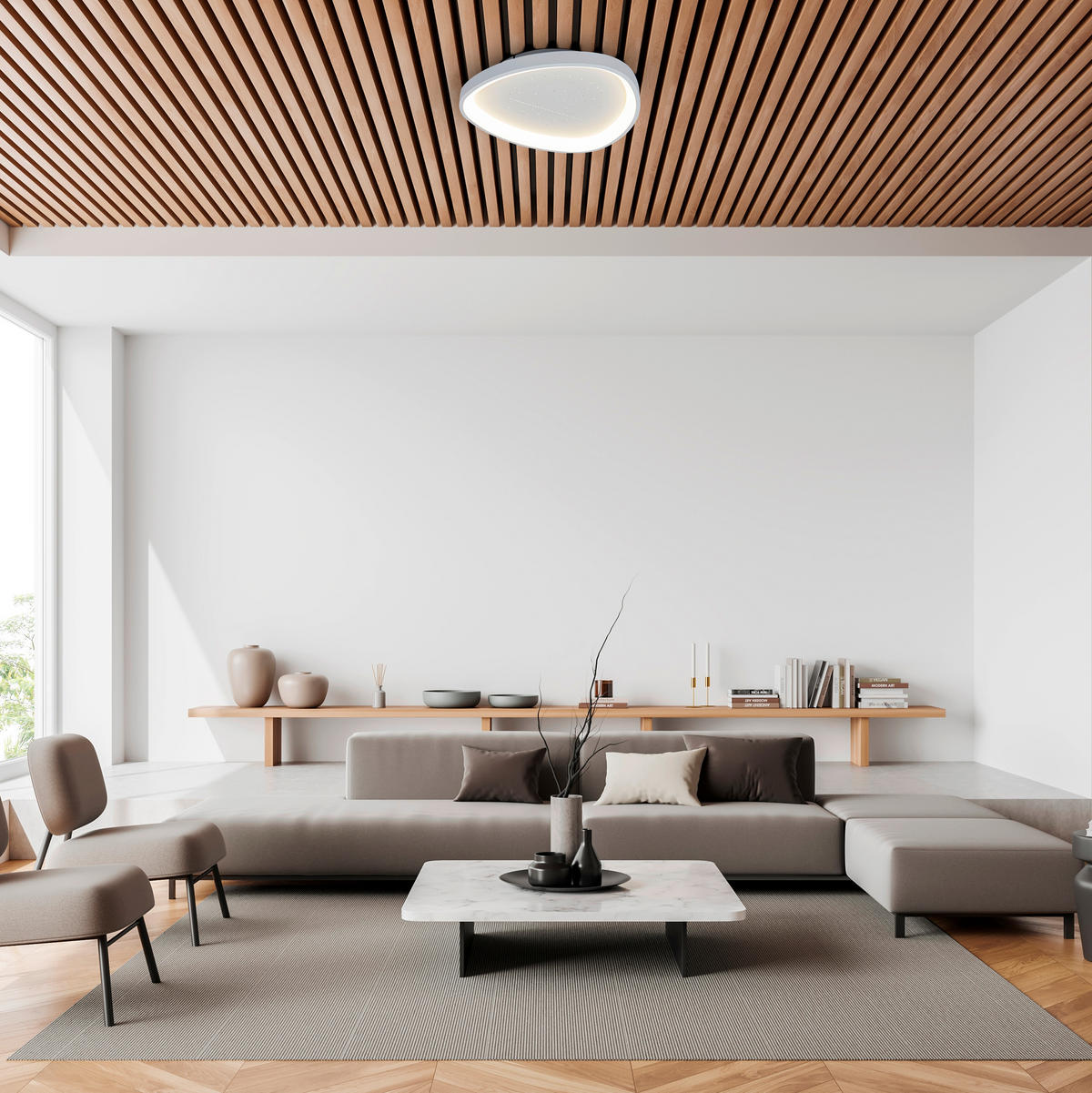 LED-DECKENLEUCHTE Deckenleuchte ARGESA 42/42/7 cm   - Weiß, KONVENTIONELL, Kunststoff/Metall (42/42/7cm) - Näve