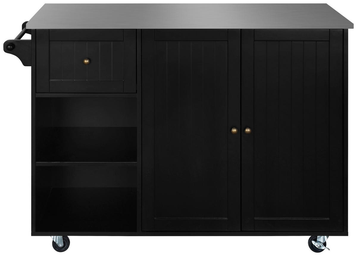 KÜCHENINSEL   in Schwarz, Edelstahlfarben  - Edelstahlfarben/Messingfarben, Basics, Holzwerkstoff/Metall (116/89/49,5cm) - MID.YOU