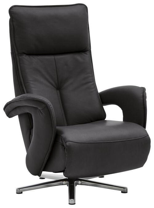 RELAXSESSEL Echtleder Relaxfunktion    - Edelstahlfarben/Anthrazit, Design, Leder/Metall (77/110/87cm) - Valdera