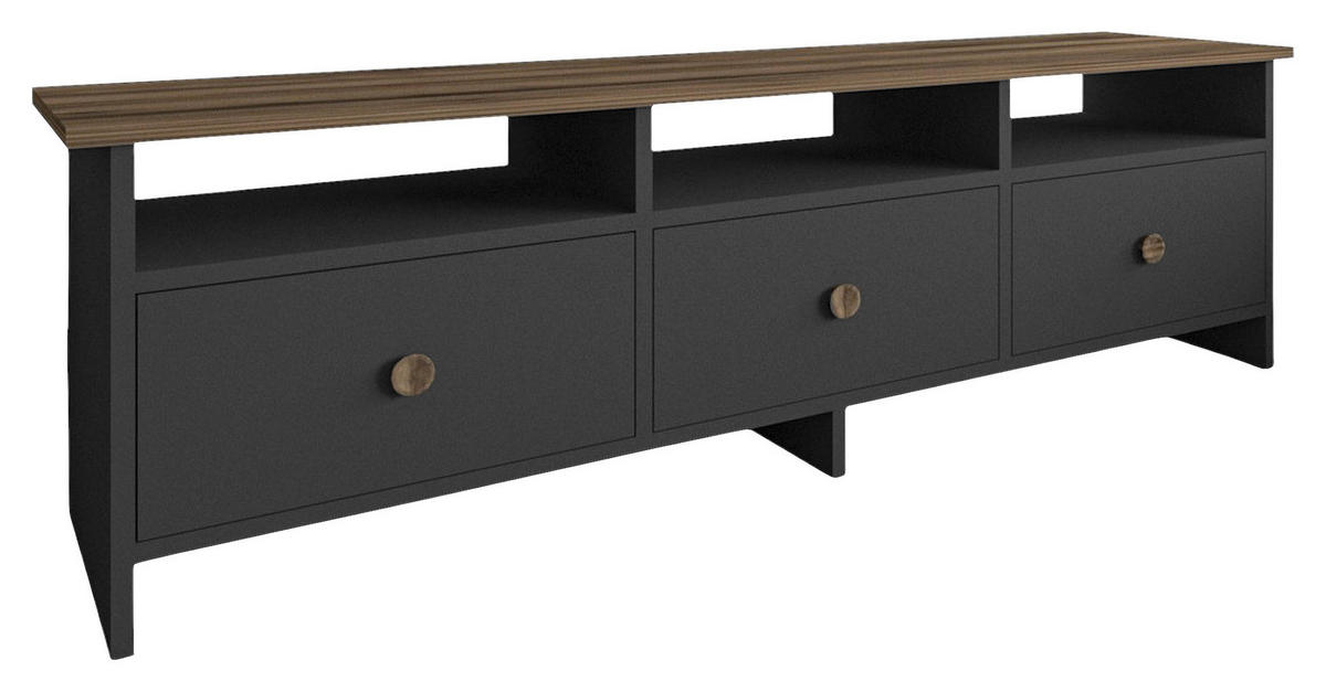 LOWBOARD Oslo TV-Ständer  in 150/47/36 cm  - Anthrazit/Nussbaumfarben, Design, Holzwerkstoff (150/47/36cm) - Livetastic